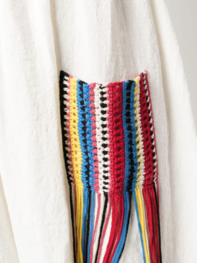 Shop Chloé Crochet-detail Fringed Dress In Neutrals