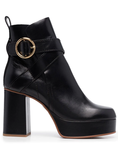 Shop See By Chloé Buckle-fastening 95mm Leather Boots In Schwarz