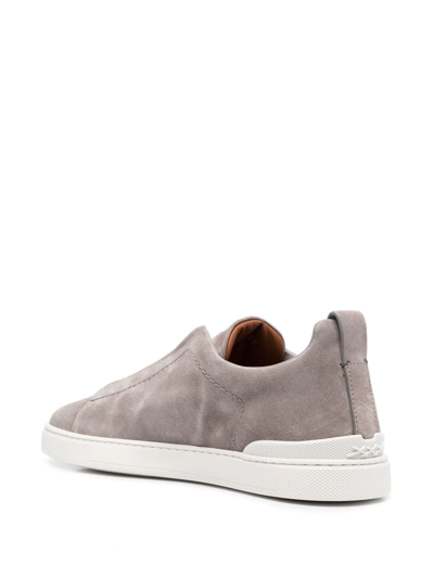 Shop Zegna Slip-on Suede Sneakers In Grey