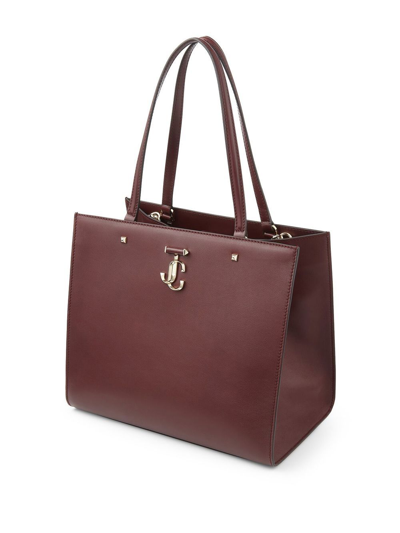 Shop Jimmy Choo Avenue Leather Tote Bag In Brown