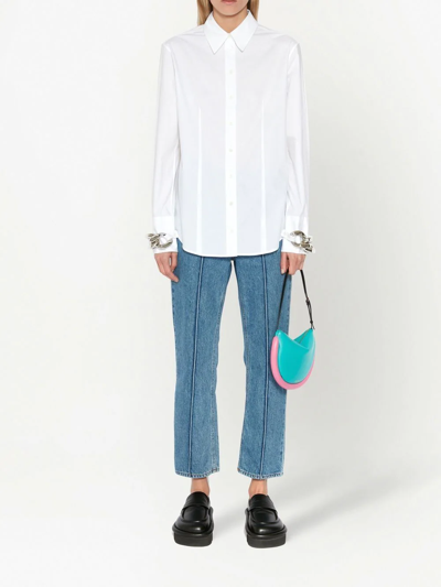 Jw Anderson White Chain-embellished Cotton-poplin Shirt In White