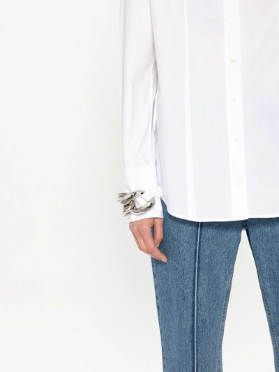 Jw Anderson White Chain-embellished Cotton-poplin Shirt In White