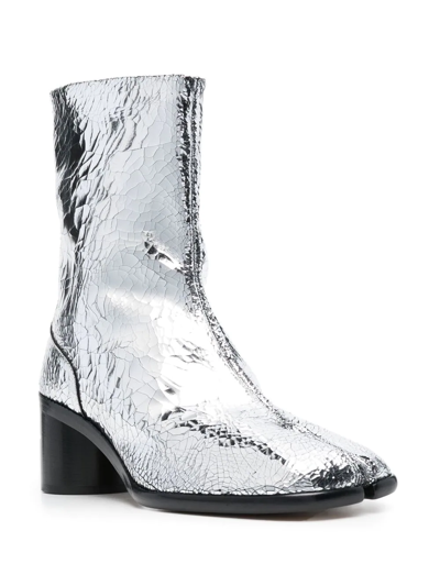 Maison Margiela Metallic-effect Ankle Boots In Silver