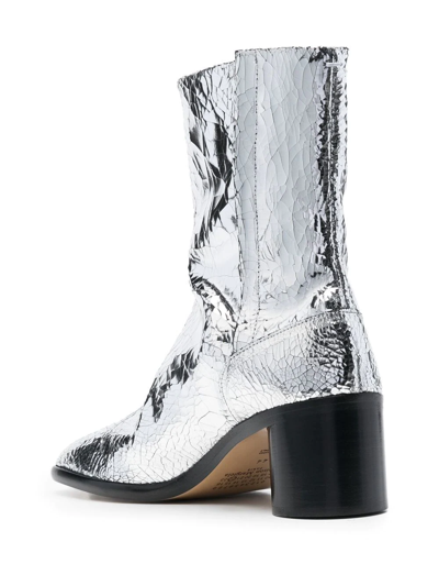 Maison Margiela Metallic-effect Ankle Boots In Silver