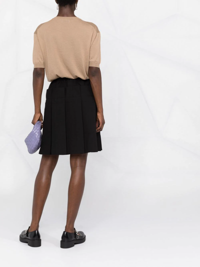 Prada Embroidered-logo Knit Top In Brown