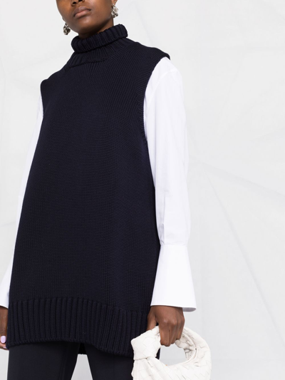 Shop Jil Sander Knitted High-neck Vest In Blue