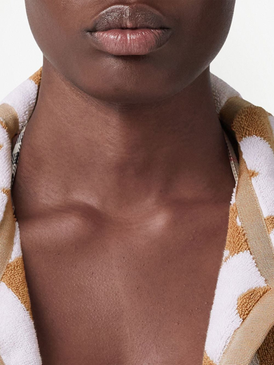 Burberry Hooded Monogram Logo Cotton Terry Cloth Cape In Nude