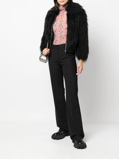Shop Boutique Moschino Faux Fur Bomber Jacket In Black