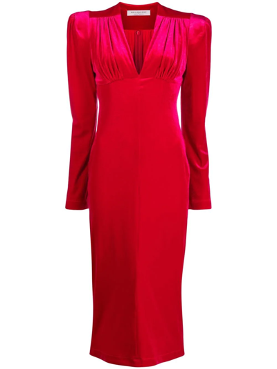 Shop Philosophy Di Lorenzo Serafini V-neck Empire Line Midi Dress In Red