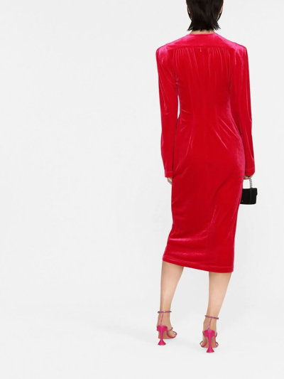 Shop Philosophy Di Lorenzo Serafini V-neck Empire Line Midi Dress In Red