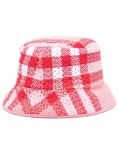Shop Burberry Check-pattern Bucket Hat In Rosa