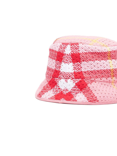 Burberry Pink Tartan Print Bucket Hat In Rosa
