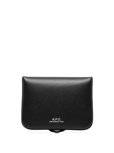 Shop Apc Snap-fastening Leather Wallet In Black