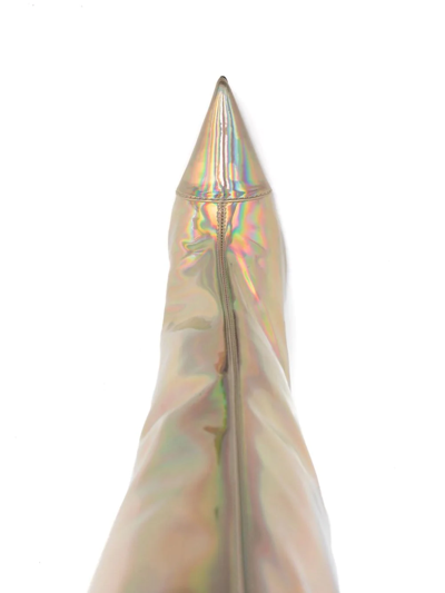 Alexandre Vauthier Holographic Knee-high 100mm Boots In Gold