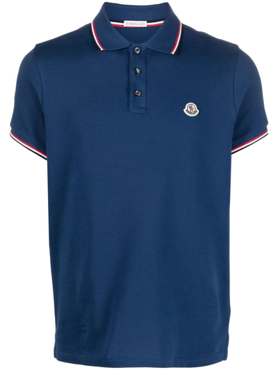 Moncler Twin Tip Polo Shirt In Blue