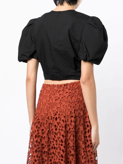 Vince Cropped Knot T-shirt In Schwarz