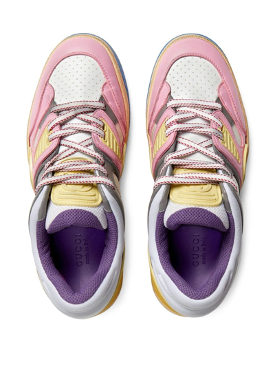 Shop Gucci Basket Panelled Sneakers In Pink