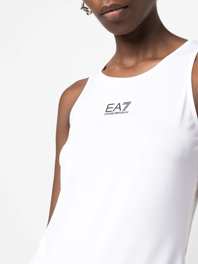 Shop Ea7 Logo Sleeveless Tank Top In Weiss