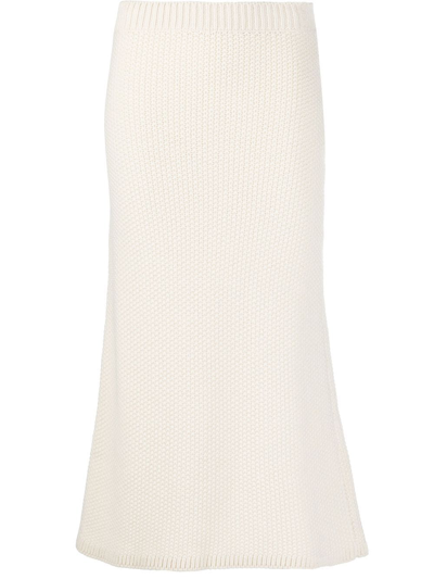 Shop Chloé Cashmere Midi Skirt In White