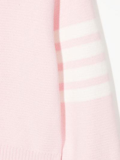 Shop Thom Browne Stripe-detail Long-sleeved Jumper In Rosa