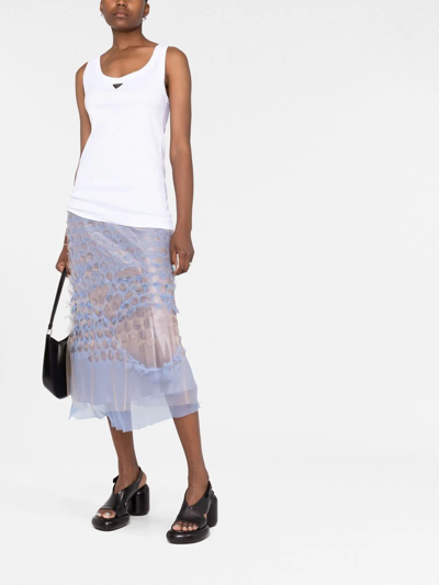 Prada Ribbed Knit Jersey Tank Top In Weiss