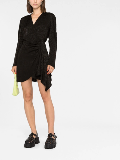 Msgm Monogram Jacquard Mini Dress In Schwarz