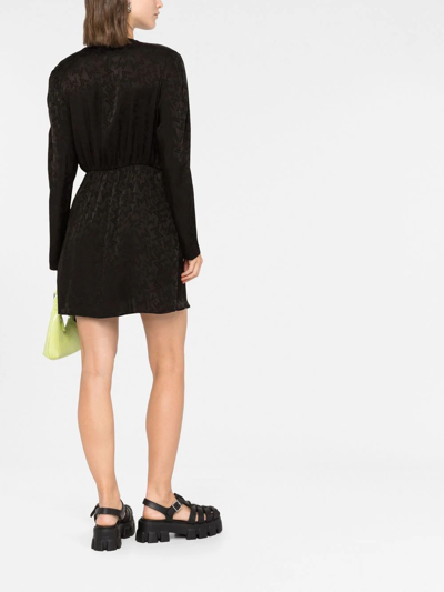 Msgm Monogram Jacquard Mini Dress In Schwarz
