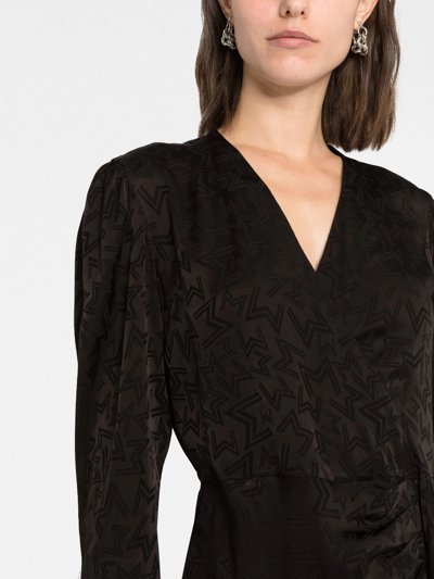 Msgm Monogram Jacquard Mini Dress In Schwarz