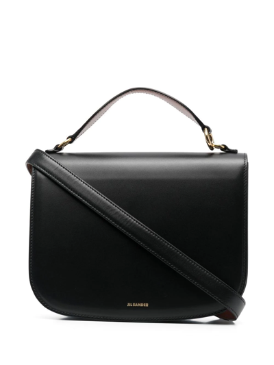 Shop Jil Sander Medium Leather Crossbody Bag In Schwarz