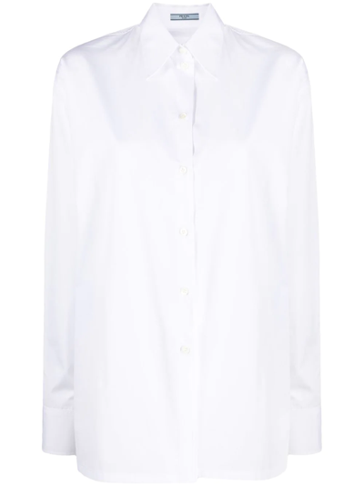 Prada Long-sleeved Button-up Shirt In Weiss