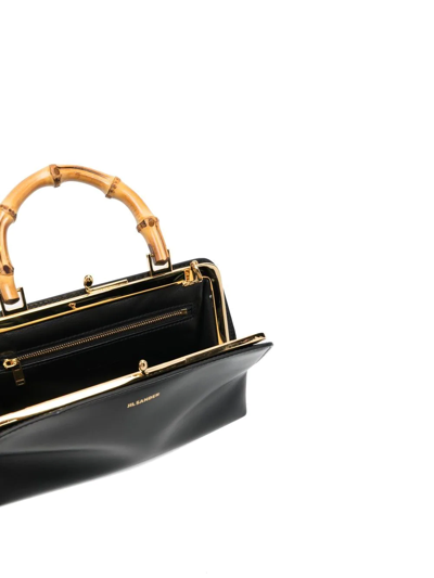 Jil Sander Goji Bamboo-handle Mini Bag In Schwarz