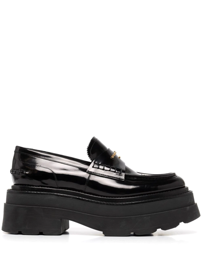 Shop Alexander Wang Chunky Sole Leather Loafers In Black