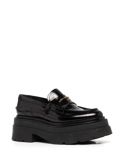 Alexander Wang Carter 75 Platform Loafers In Black Leather In Black