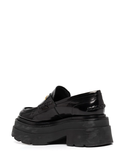 Alexander Wang Carter 75 Platform Loafers In Black Leather In Black