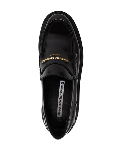 Alexander Wang Carter 75 Platform Loafers In Black Leather In Black