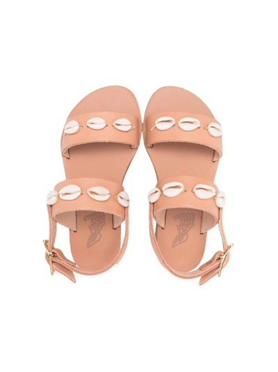 Shop Ancient Greek Sandals Clio Shell-detail Open-toe Sandals In Neutrals