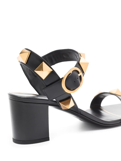 Valentino Roman Stud 60mm Block-heel Sandals In Black