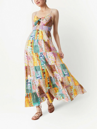 Shop Alice And Olivia Karolina Patchwork-print Maxi Dress In Yellow