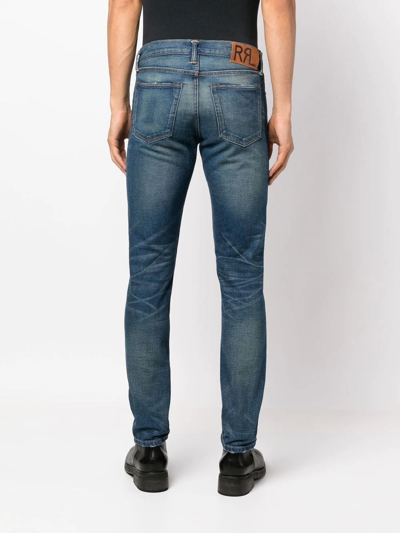 Shop Ralph Lauren Rrl Slim-cut Five-pocket Jeans In Blue