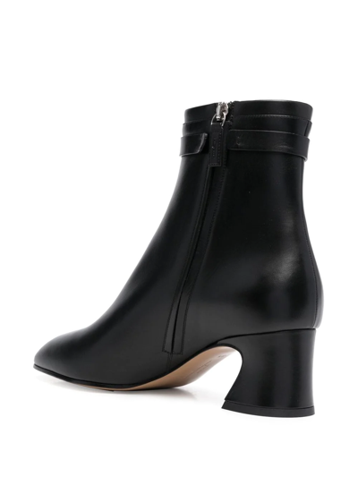 Shop Ferragamo Vara Chain Leather Ankle Boots In Black