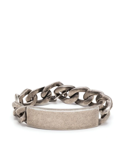 Id Plaque Curb Chain Bracelet In Silver