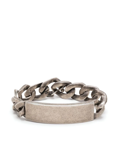 Shop Maison Margiela Logo-engraved Chain Bracelet In Silver