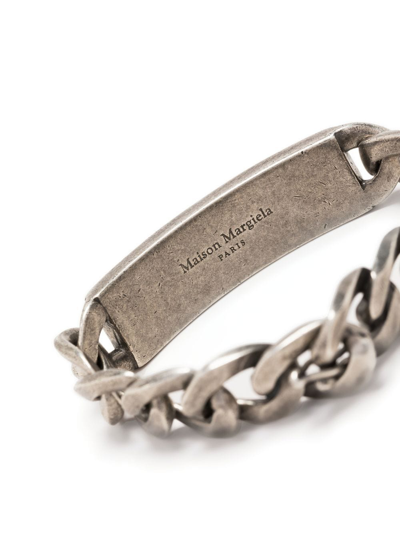 Shop Maison Margiela Logo-engraved Chain Bracelet In Silver