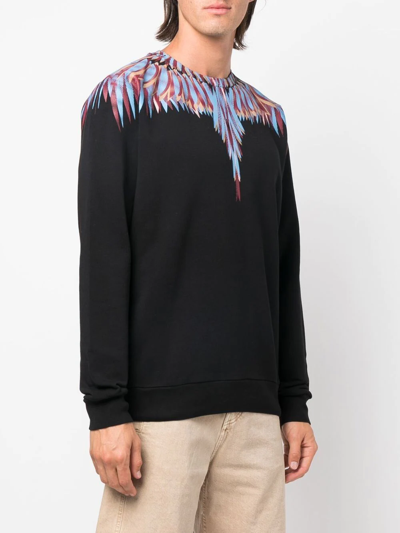 Shop Marcelo Burlon County Of Milan Wings-print Crew Neck Sweatshirt In Black