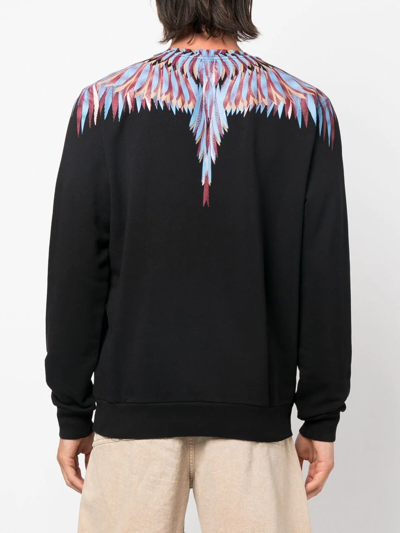 Shop Marcelo Burlon County Of Milan Wings-print Crew Neck Sweatshirt In Black