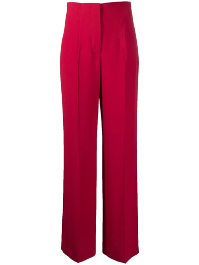 Shop Alberta Ferretti High-waist Wide-leg Trousers In Red
