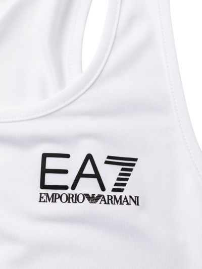 Shop Ea7 Logo Print Sports Bra In White