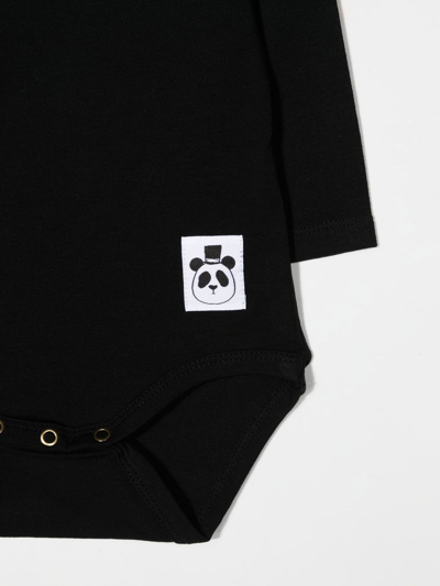 Shop Mini Rodini Logo Long-sleeve Bodysuit In Black