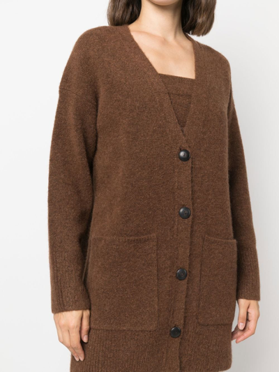 Shop Vince Button-down Knit Cardigan In Brown