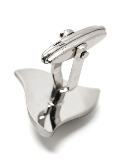 Shop Lanvin Polished Hammered-finish Cufflinks In Silver